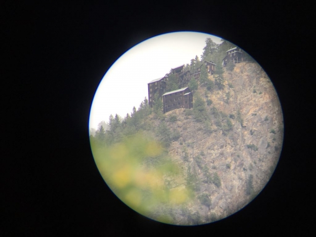 Abandoned Mascot mine on the hill behind Hedley, seen through binoculars #olafincanada #britishcolumbia #discoverbc #abandonedbc #hedley #mascotmine