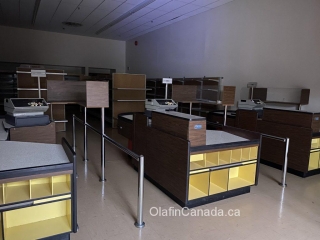 Supermarket Supermarket cashiers in the mall in Kitsault #olafincanada #britishcolumbia #discoverbc #abandonedbc #kitsault #mall