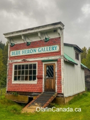 Art Gallery Blue Heron Art Gallery in Alice Arm, moved from Prince Rupert and is now an office for mineral exploration. #olafincanada #britishcolumbia #discoverbc #abandonedbc #alicearm #blueheron