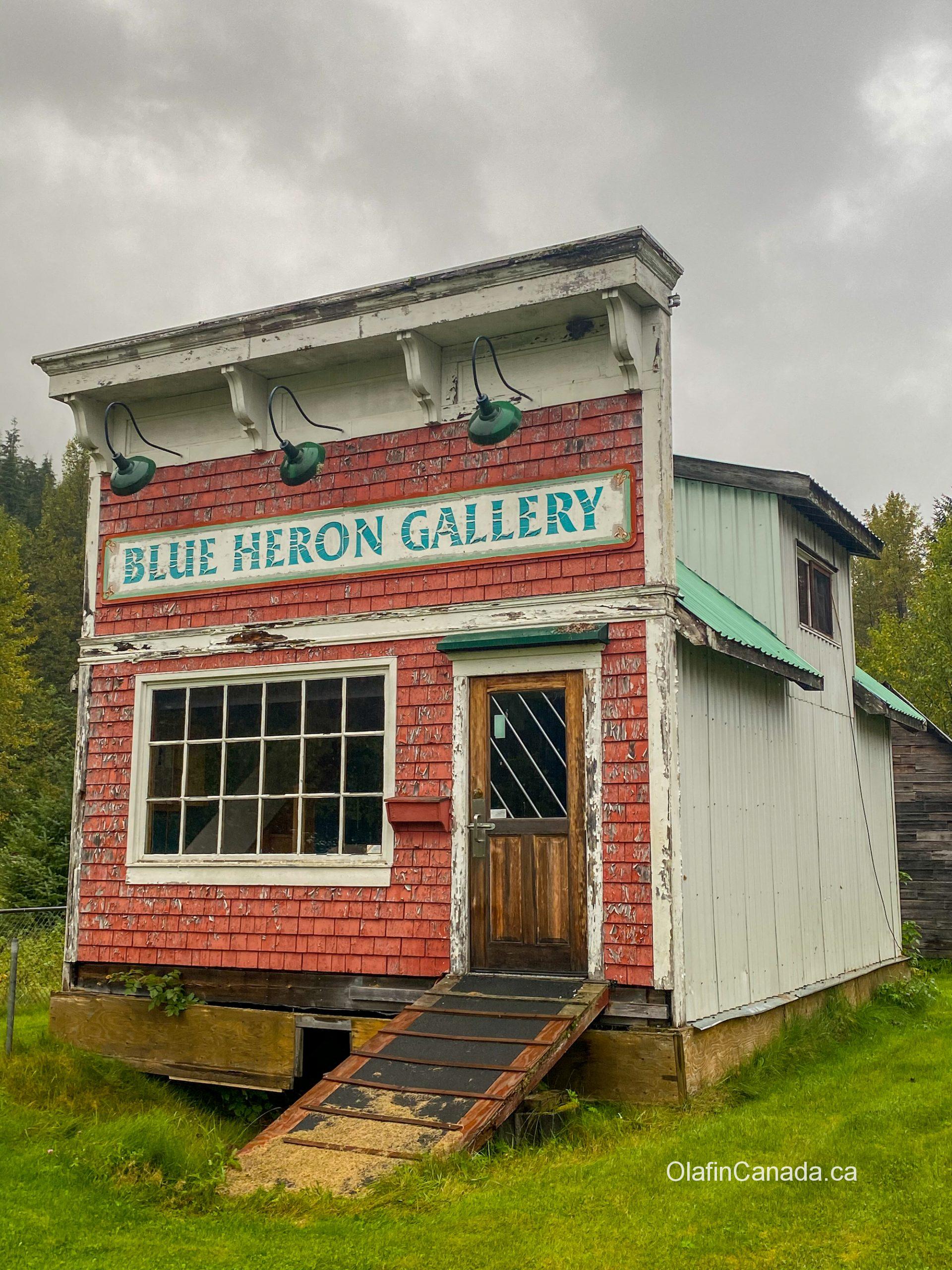 Blue Heron Art Gallery in Alice Arm, moved from Prince Rupert and is now an office for mineral exploration. #olafincanada #britishcolumbia #discoverbc #abandonedbc #alicearm #blueheron