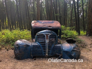 Retired car 2 Old car sunk in the ground at Ellison Provincial Park #olafincanada #britishcolumbia #discoverbc #abandonedbc #okanagan #car