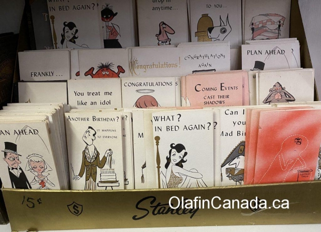 Greetings cards for sale at the General Store in 153 Mile House #olafincanada #britishcolumbia #discoverbc #abandonedbc #153milehouse #generalstore #backintime