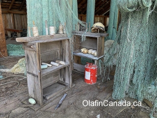 Net repair station Net repair station on the first floor #olafincanada #britishcolumbia #discoverbc #abandonedbc #tallheocannery #bellacoola