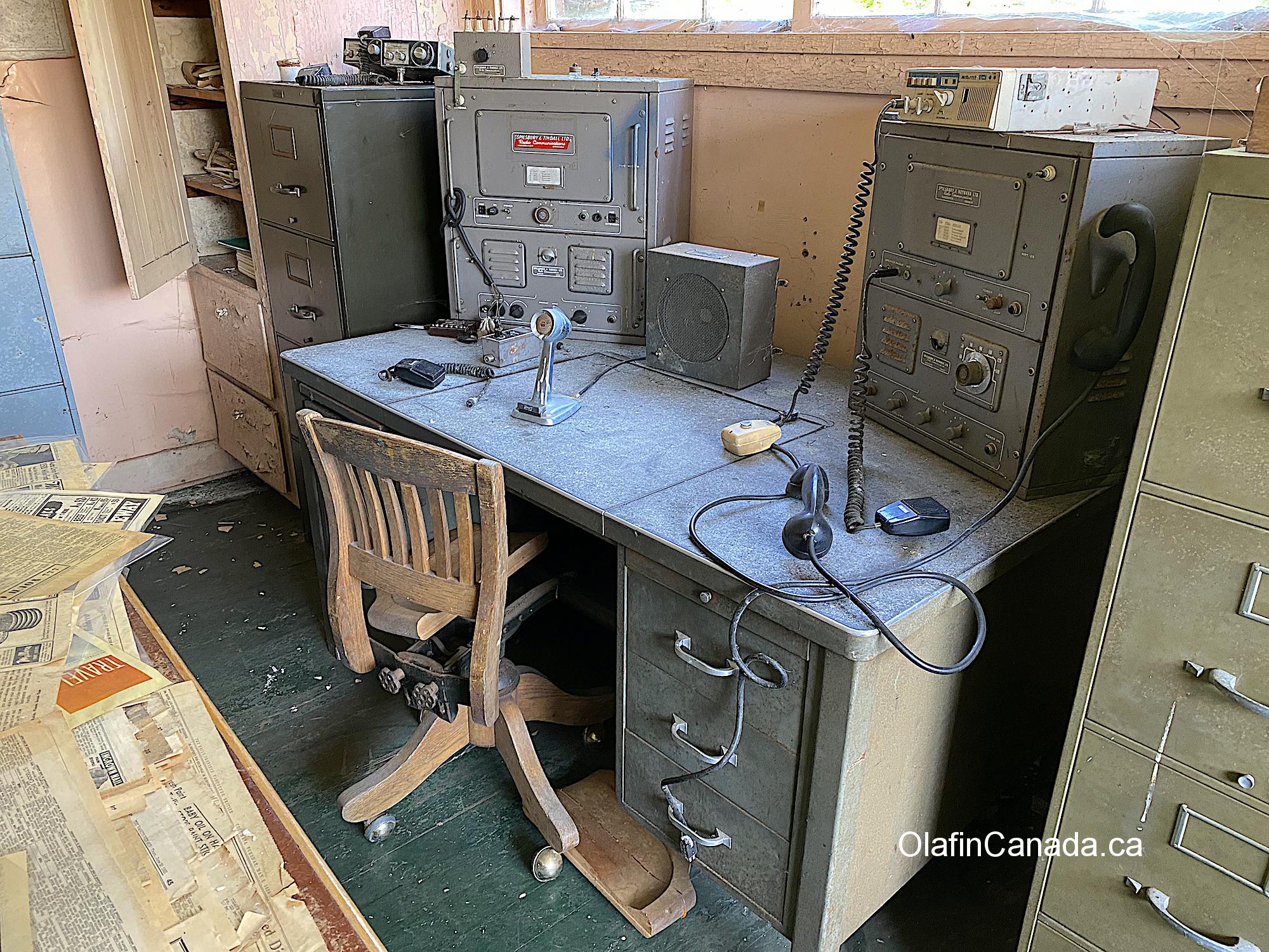 The operator station at the Tallheo Cannery in Bella Coola Old perforator full of cobwebs in the office #olafincanada #britishcolumbia #discoverbc #abandonedbc #tallheocannery #bellacoola