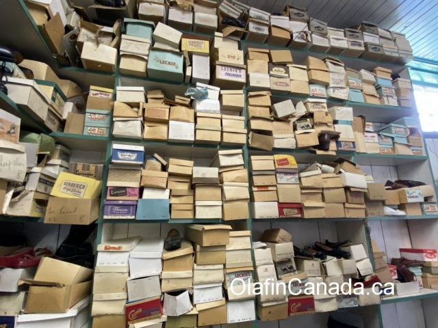 Old shoe boxes at the General Store in 153 Mile House #olafincanada #britishcolumbia #discoverbc #abandonedbc #153milehouse #generalstore #backintime