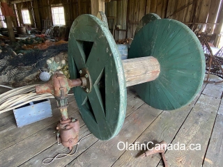 Fishing net coil Fishing net coil that used to be on the back of the boats to reel in the nets #olafincanada #britishcolumbia #discoverbc #abandonedbc #tallheocannery #bellacoola
