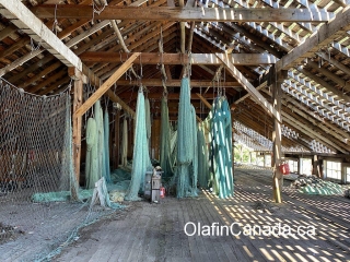Nets hanging to dry Nets hanging to dry on the first floor of the cannery #olafincanada #britishcolumbia #discoverbc #abandonedbc #tallheocannery #bellacoola