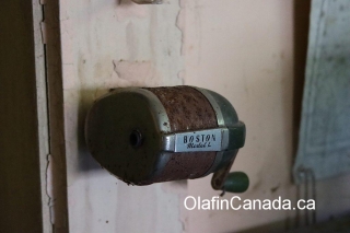 Pencil sharpener Pencil sharpener in the office of the Tallheo Cannery in Bella Coola #olafincanada #britishcolumbia #discoverbc #abandonedbc #tallheocannery #bellacoola